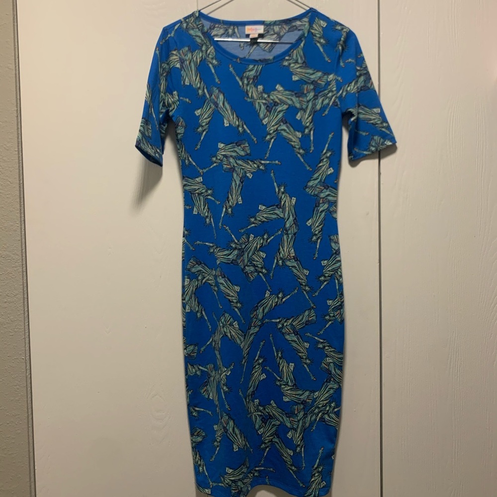 LuLaRoe Julia dress size XS Statueof Liberty print